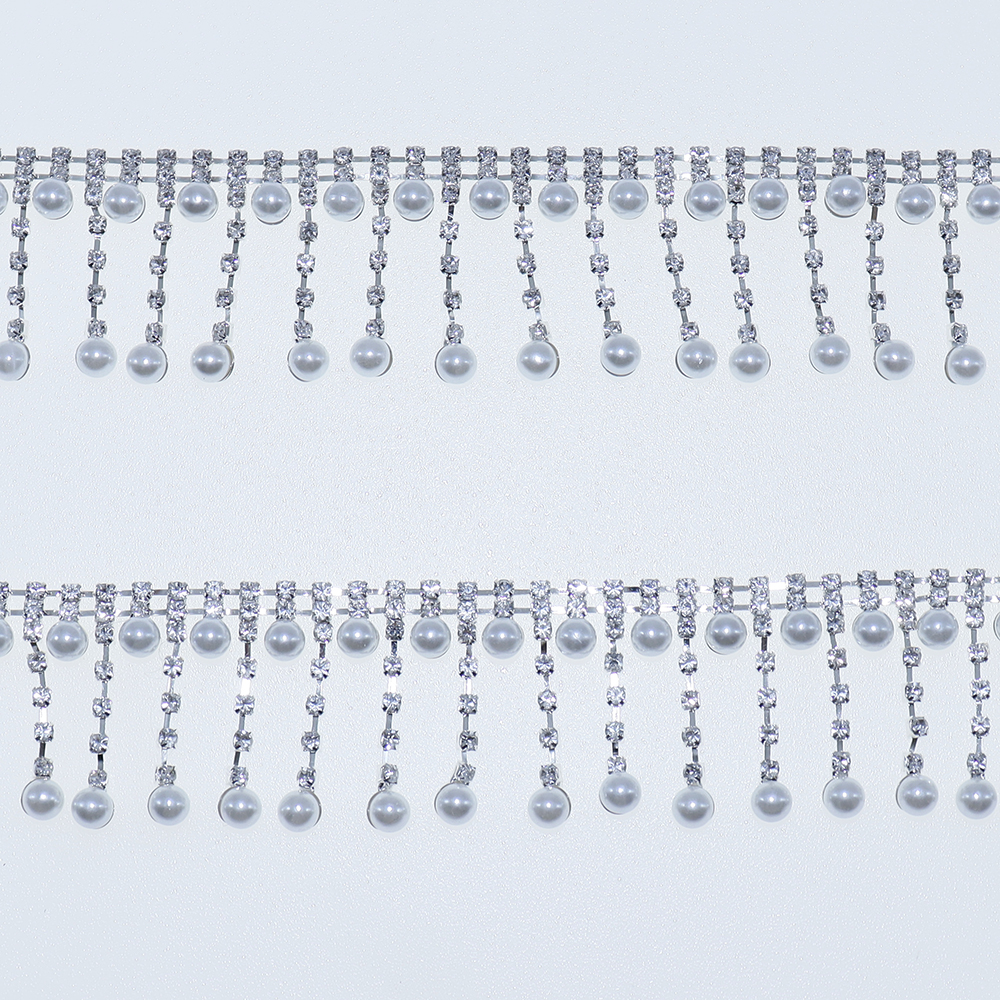 Crystal Rhinestone Pearl Trim  - Pearl Trim Chain ulasan dan harga