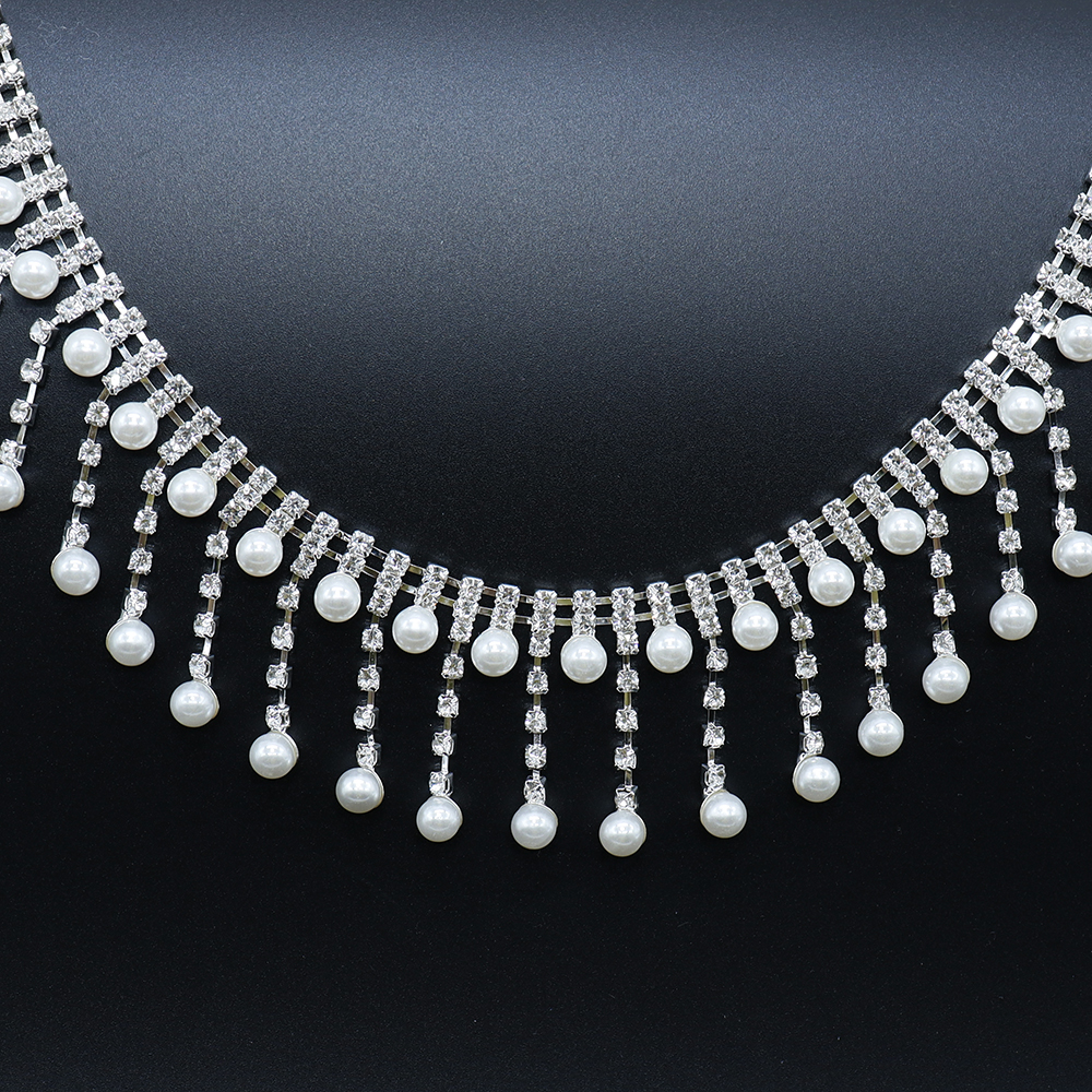 Crystal Rhinestone Pearl Trim  - Pearl Trim Chain ulasan dan harga