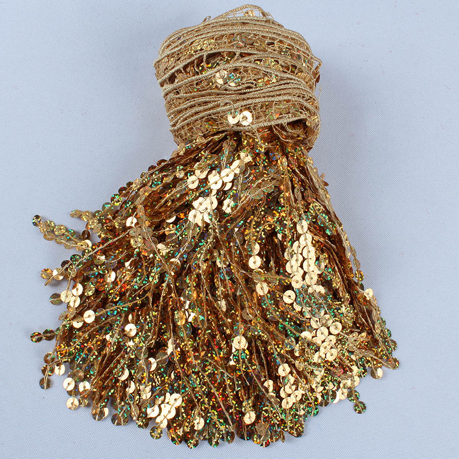6 Meters/lot Holographic Sequi - Beaded Trim Fringe ulasan dan harga