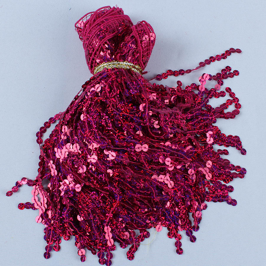 6 Meters/lot Holographic Sequi - Beaded Trim Fringe ulasan dan harga
