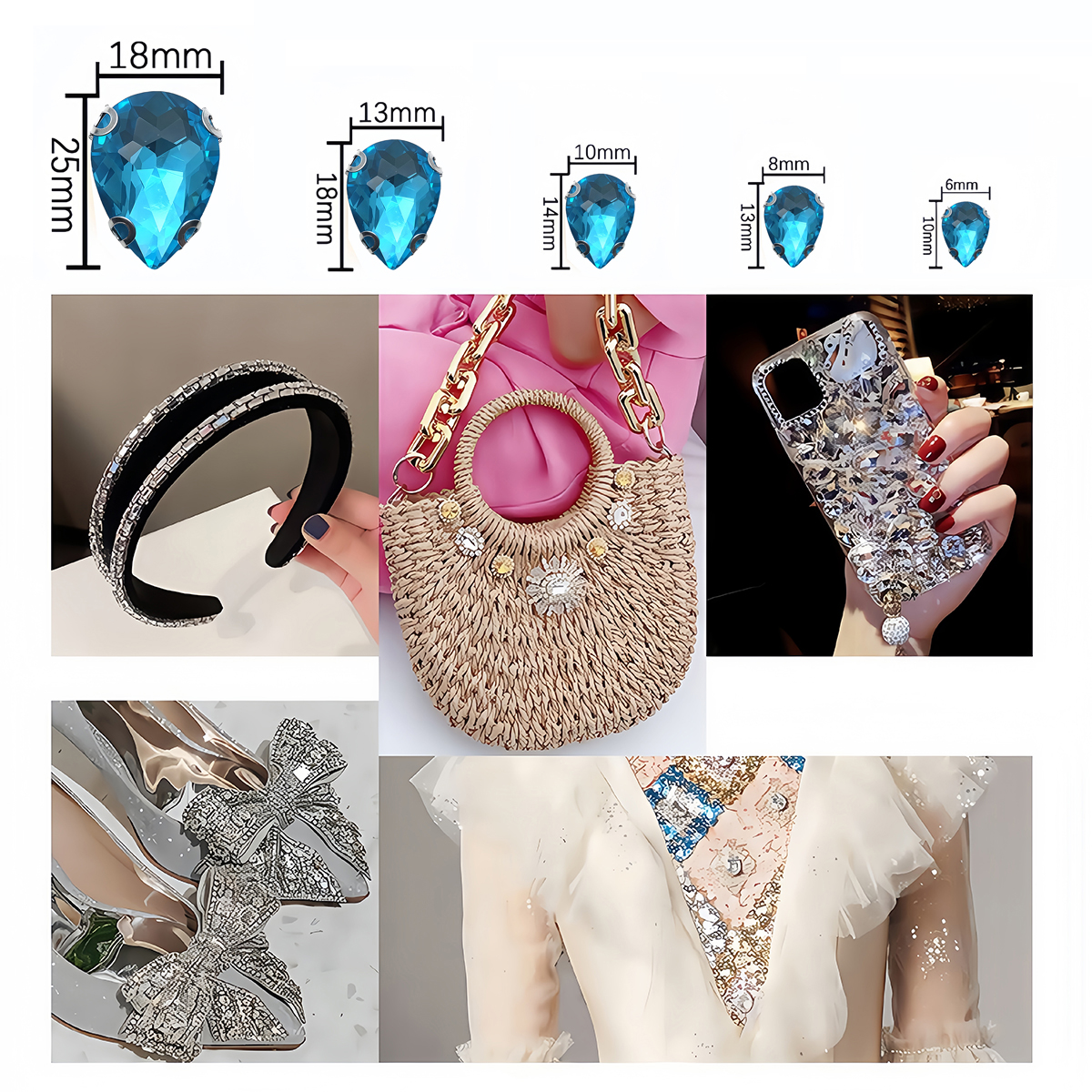 Water Drop Crystal Glass Rhine - Sew On Rhinestone ulasan dan harga