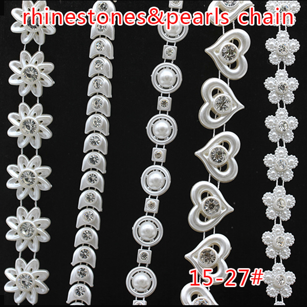 1 yards Acrylic pearl chain cr - Pearl Trim Chain ulasan dan harga