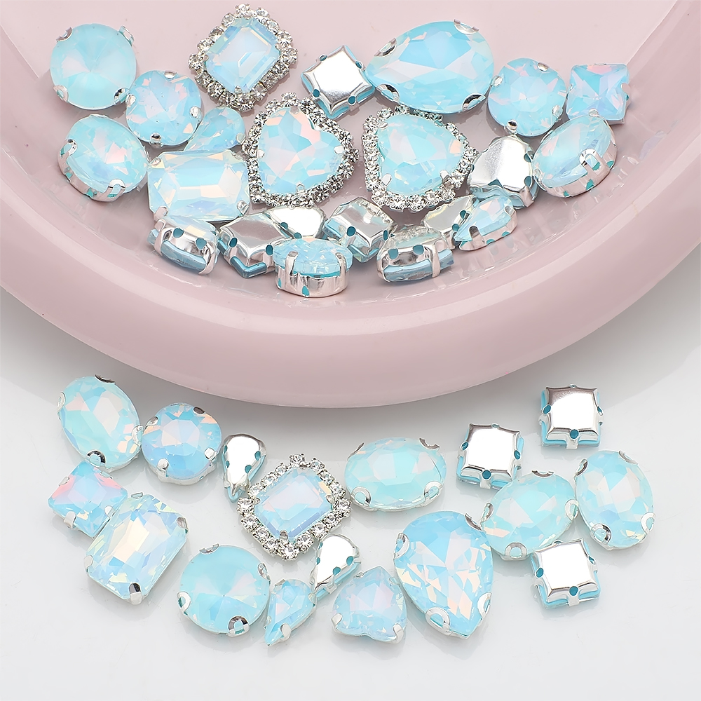 40pcs/bag Mix Shape Opal Glass - Sew On Rhinestone ulasan dan harga
