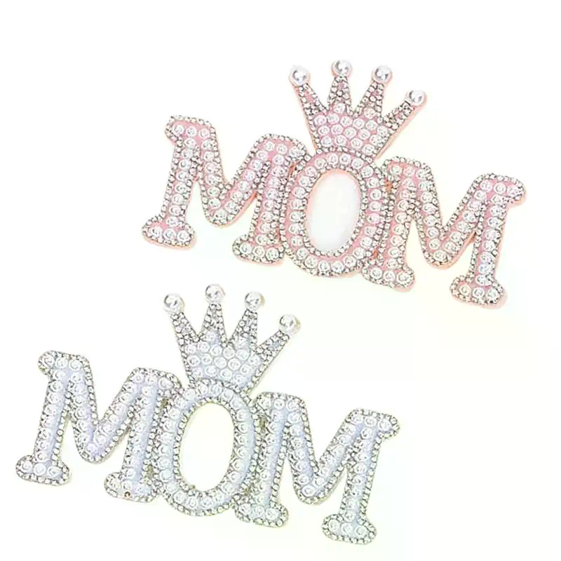 1PC Pearl Crown Mom Letter Pat - Sew On Rhinestone ulasan dan harga