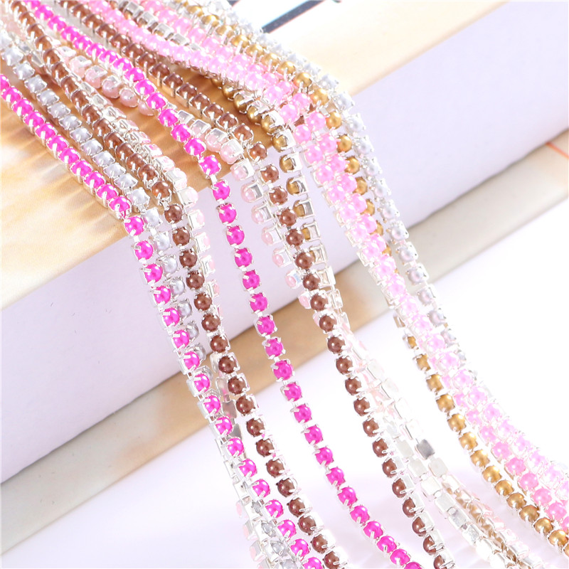 2mm Crystal Pearl  Rhinestone  - Pearl Trim Chain ulasan dan harga