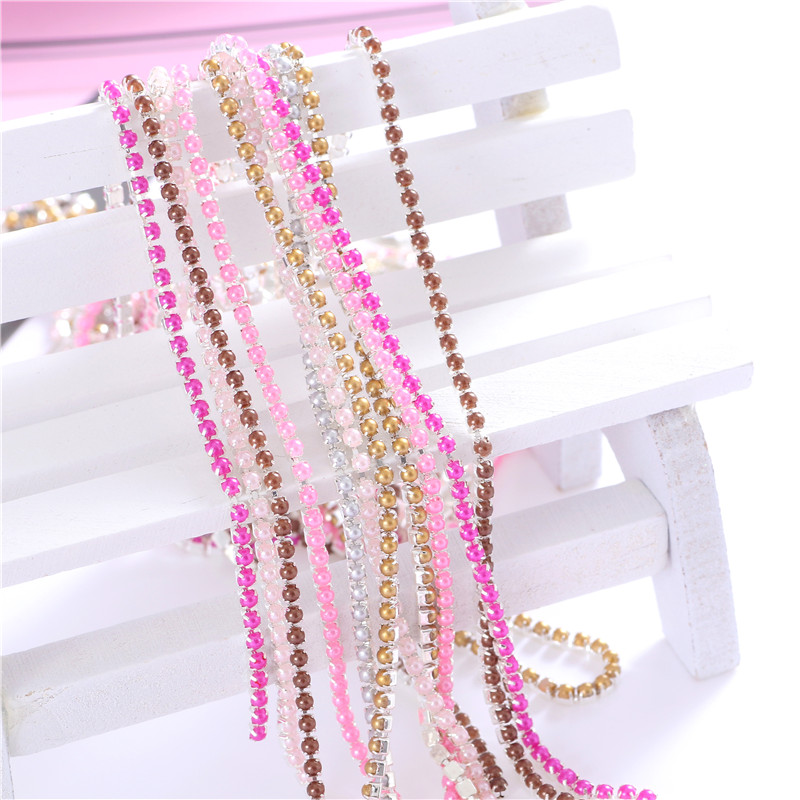 2mm Crystal Pearl  Rhinestone  - Pearl Trim Chain ulasan dan harga