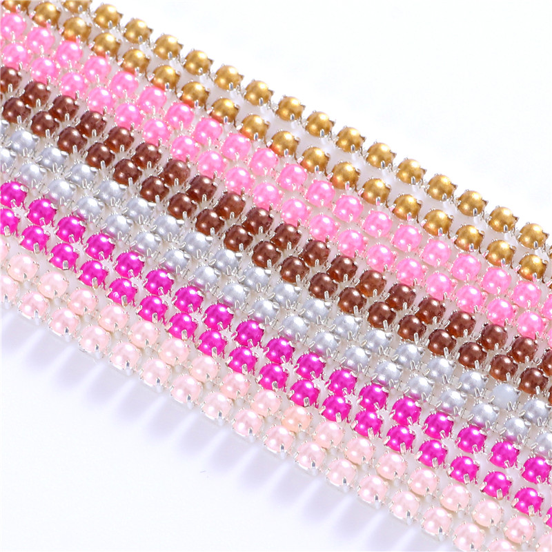 2mm Crystal Pearl  Rhinestone  - Pearl Trim Chain ulasan dan harga