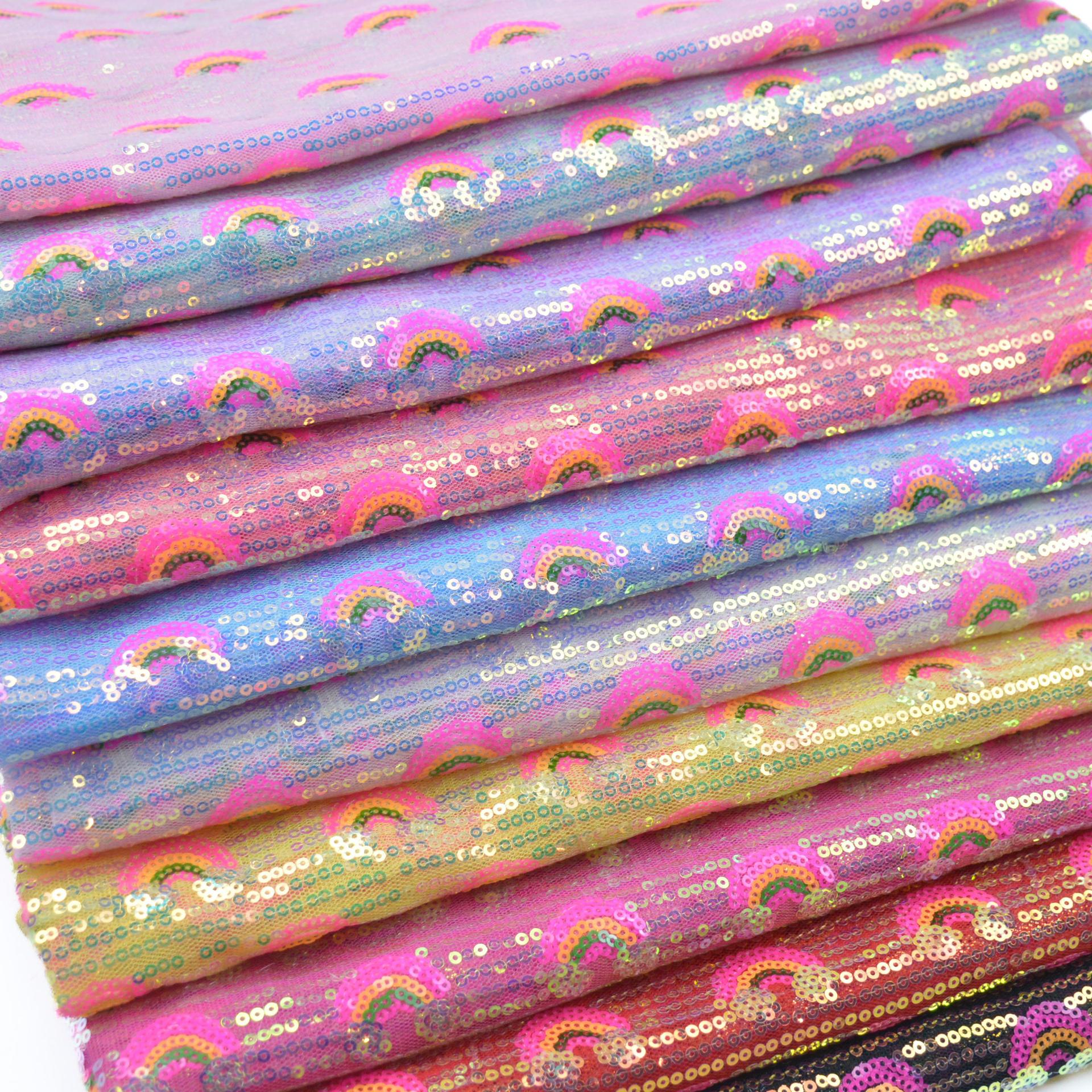 3mm Rainbow Sequin Glitter Fab - Sequin Fabric Panel ulasan dan harga