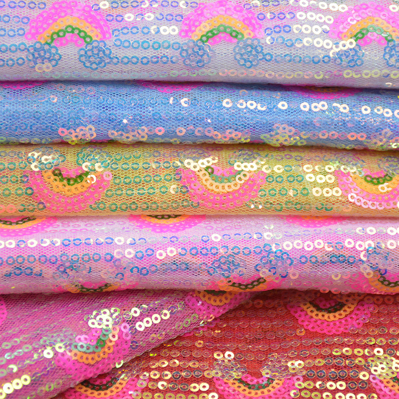 3mm Rainbow Sequin Glitter Fab - Sequin Fabric Panel ulasan dan harga