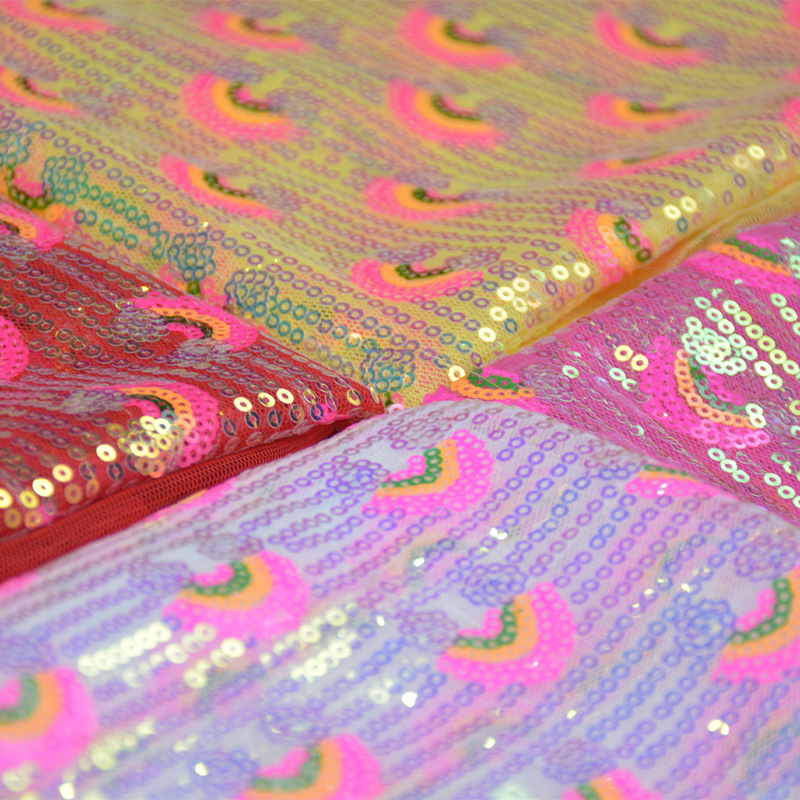 3mm Rainbow Sequin Glitter Fab - Sequin Fabric Panel ulasan dan harga