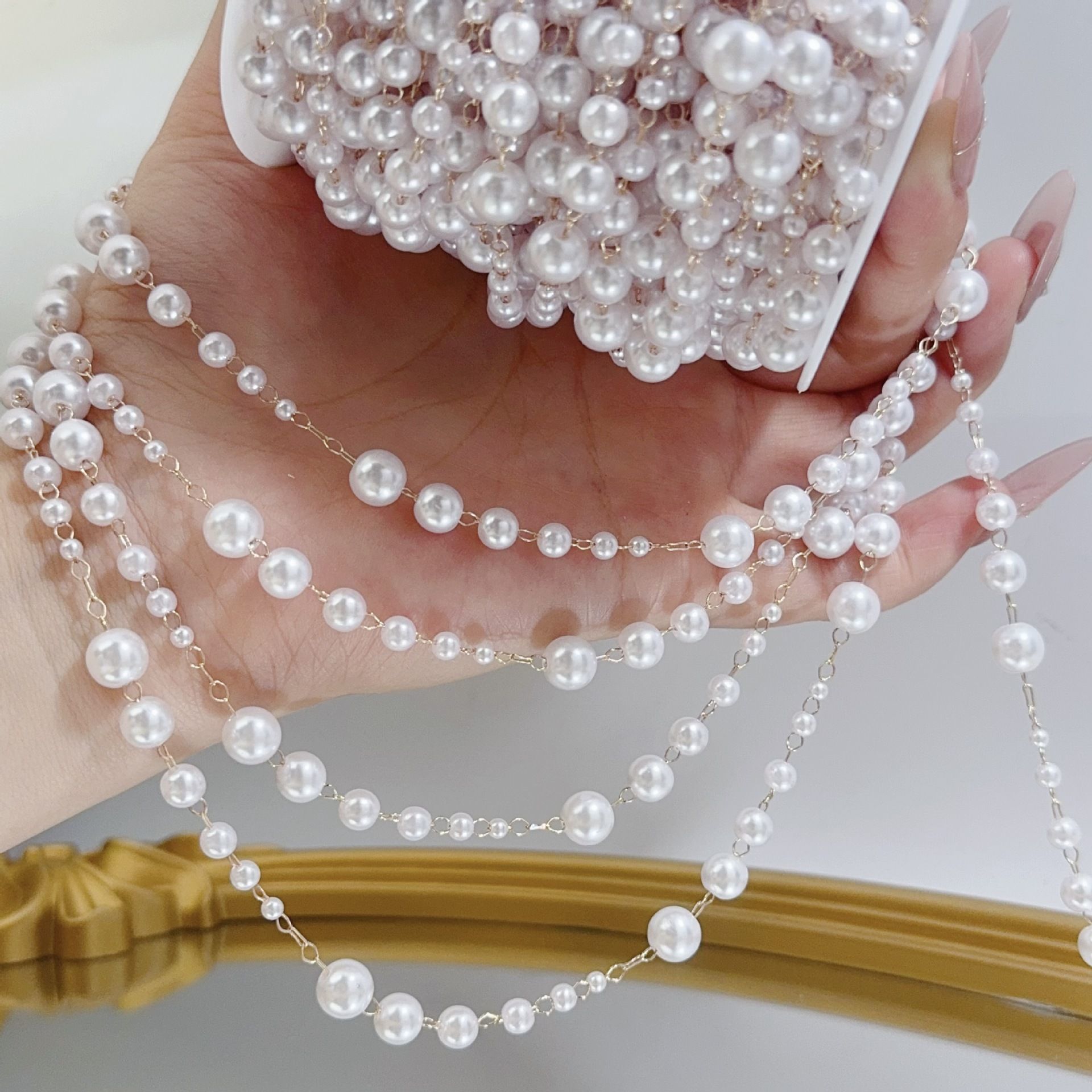 3-8mm Pearl Copper Chain, Anci - Pearl Trim Chain ulasan dan harga