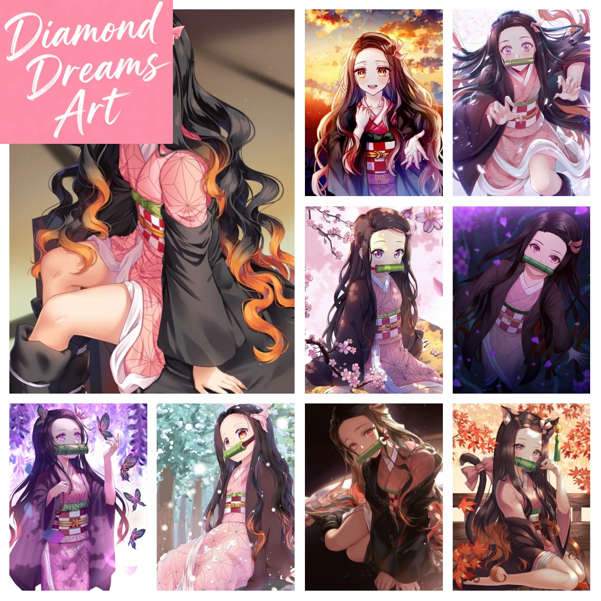 Frameless,DIY Anime Demon Slay - Embroidery Embellishments ulasan dan harga