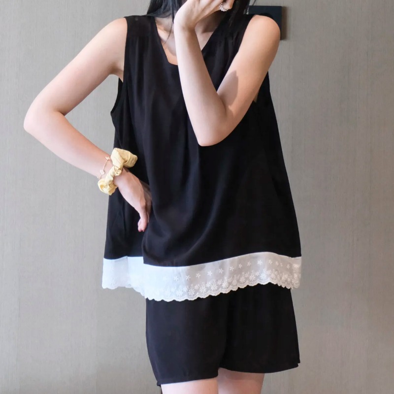Women Sleeveless Lace Trim Lou - Elastic Lace Trim ulasan dan harga