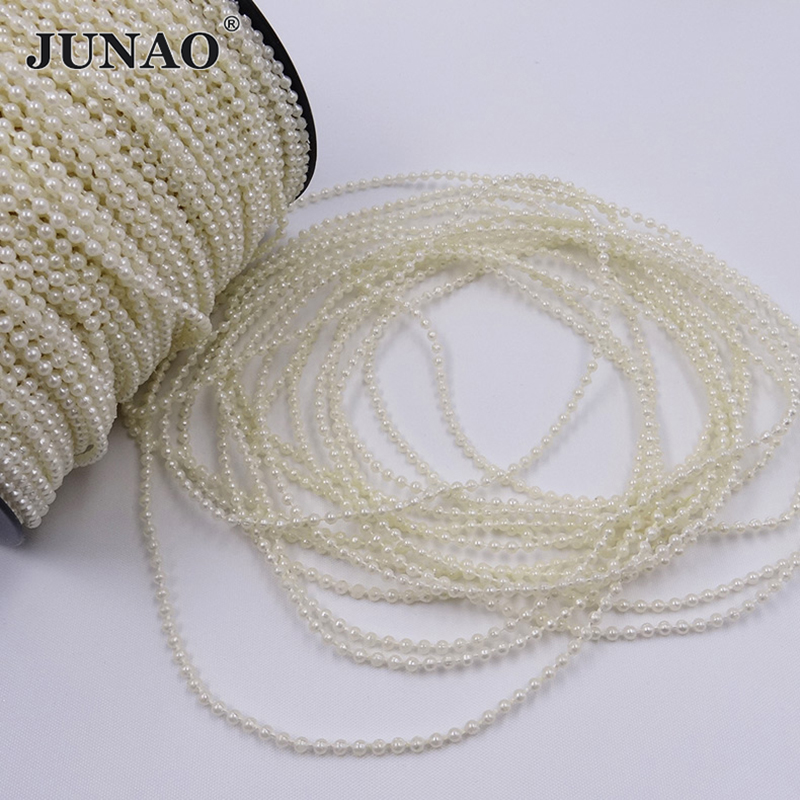 JUNAO 100 Yard 3mm Beige Round - Pearl Trim Chain ulasan dan harga