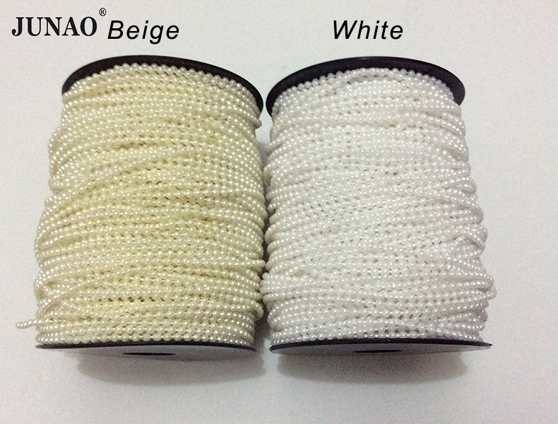 JUNAO 100 Yard 3mm Beige Round - Pearl Trim Chain ulasan dan harga