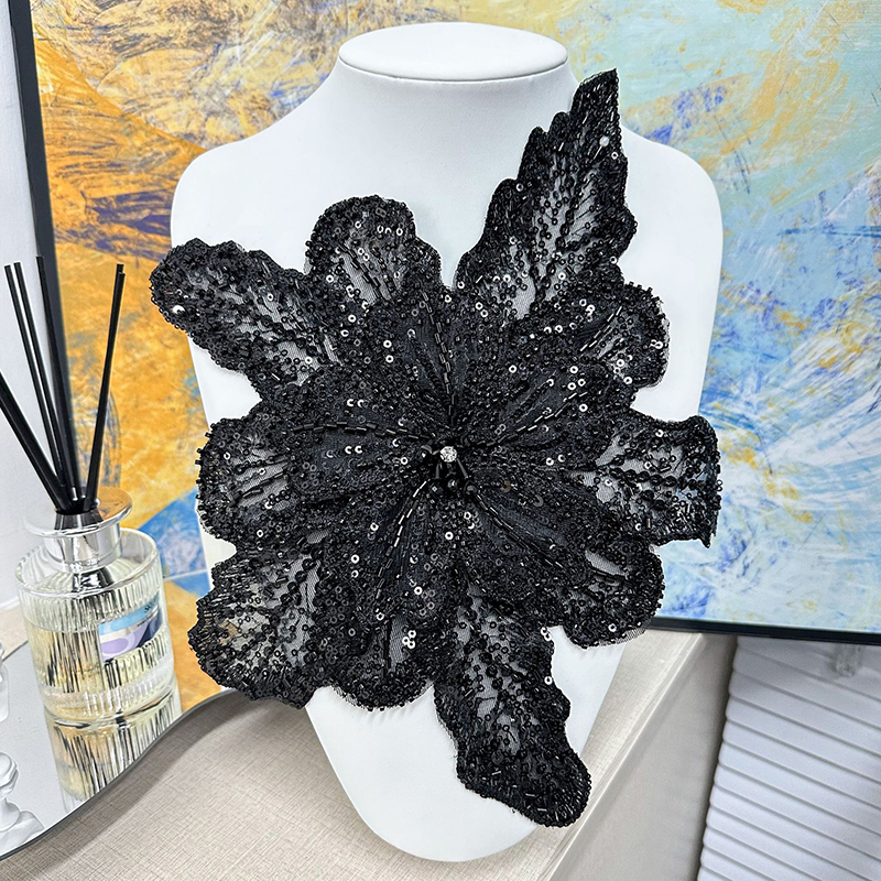 White Lace Sequin Beaded Flowe - Applique Patch Flower ulasan dan harga