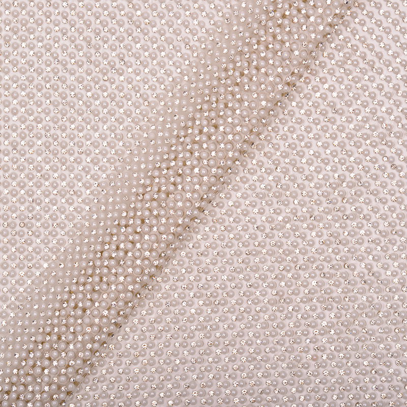 JUNAO 24*40cm Hotfix Pearl Rhi - Crystal Mesh Fabric ulasan dan harga